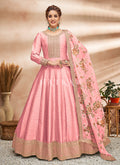 Soft Pink Embroidered Silk Anarkali Suit 