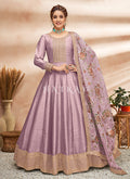 Lavender Embroidered Silk Anarkali Suit