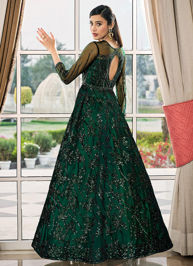 Bottle green indian top dress