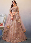 Mauve Mirror Work Embroidery Wedding Lehenga Choli