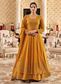 Mustard Yellow Embroidered Slit Style Anarkali Suit