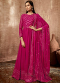 Hot Pink Sequence Embroidery Traditional Festive Anarkali Suit