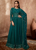 Dark Green Sequence Embroidery Traditional Festive Anarkali Suit