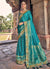 Turquoise Golden Designer Wedding Saree