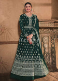 Dark Green Embroidery Slit Style Anarkali Lehenga