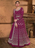 Magenta Embroidery Slit Style Anarkali Lehenga