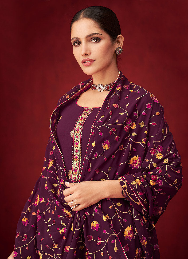 Indian Clothing  Buy Purple Embroidered Indian Palazzo Suit