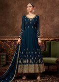 Royal Blue Traditional Embroidered Anarkali Suit