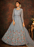 Pale Blue Multi Embroidered Wedding Anarkali Suit