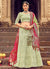 Green And Pink Embroidery Georgette Lehenga Choli