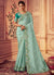 Sea Green Golden Sequence Embroidered Wedding Saree