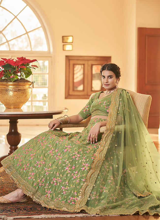 20 Green Bridal Lehengas Ideas for the Brides of 2021 to Look Gorgeous