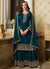 Turquoise Sequence Embroidery Festive Gharara Style Suit