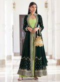 Green Embellished Jacket Style Anarkali Suit