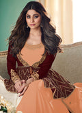 Orange And Brown Anarkali Suit In Canada 