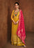 Yellow And Pink Embroidered Anarkali Style Palazzo Suit