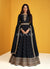 Navy Blue Embroidered Silk Traditional Anarkali Suit