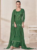 Dark Green Embroidery Traditional Silk Salwar Kameez