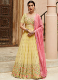 Yellow Multi Mirror Embroidery Georgette Anarkali Suit