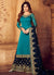 Turquoise And Blue Embroidered Palazzo Suit