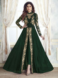 Green Designer Slit Style Anarkali Pant Suit 