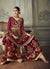 Marron And Peach Anarkali Gharara Suit