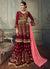 Marron And Peach Anarkali Gharara Suit