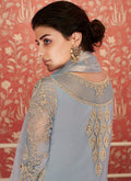 Light Blue Golden Embroidered Anarkali Suit