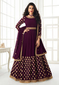 Wine Embroidered Anarkali Suit