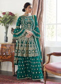 Sea Green Beige Designer Gharara Suit