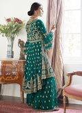 Indian Clothes - Sea Green Designer Gharara Suit