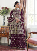 Purple Beige Designer Gharara Suit