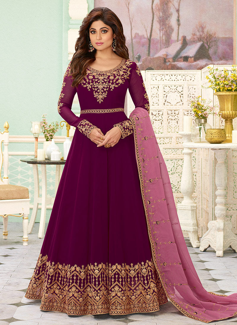 Buy Maroon Designer Anarkali Suit In USA, UK, Canada, Australia ...