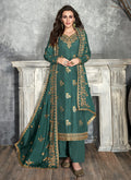 Green Gold Embroidered Pakistani Palazzo Suit