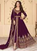 Indian Suits - Burgundy Anarkali Pants Suit