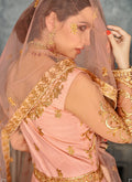 Peach Golden Anarkali Suit In usa uk canada