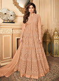 Pastel Orange Lucknowi Embroidered Anarkali Lehenga 