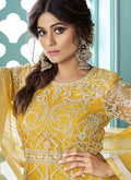 Yellow Anarkali Style Lehenga Suit In usa