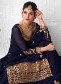 Royal Blue Golden Sharara Suit In usa