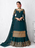 Peacock Green Golden Embroidered Sharara Suit