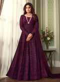 Purple Lucknowi Embroidered Anarkali Suit