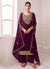 Wine Golden Salwar Kameez