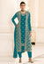 Aqua Blue Embroidered Jacket Style Pant Suit