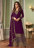 Wine Two Tone Embroidered Palazzo Suit