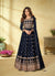 Dark Blue Embroidered Wedding Anarkali Suit