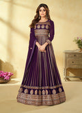 Deep Purple Embroidered Wedding Anarkali Suit