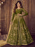 Olive Green Golden Anarkali Lehenga Suit