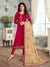 Pink And Creme Embroidered Churidar Suit