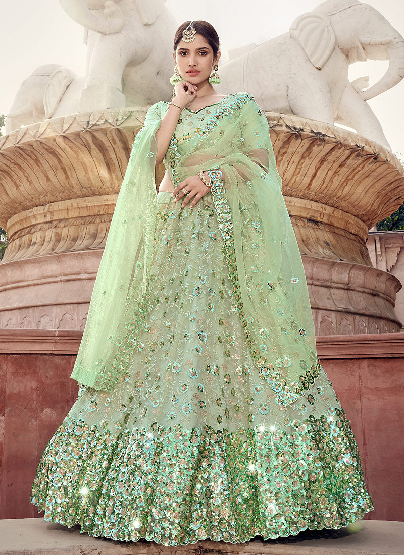 Light Green Sequence Lehenga Choli