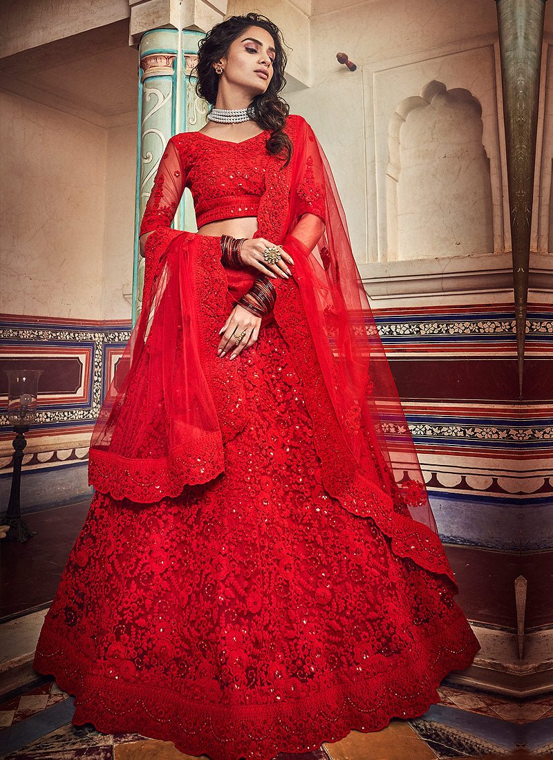 Bridal Red Designer Wedding Lehenga Choli